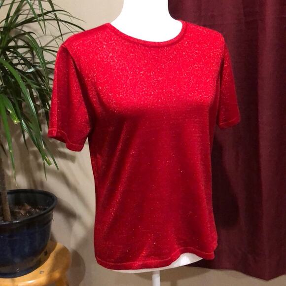 Villager metallic sparkly short sleeve Size M - Picture 1 of 9